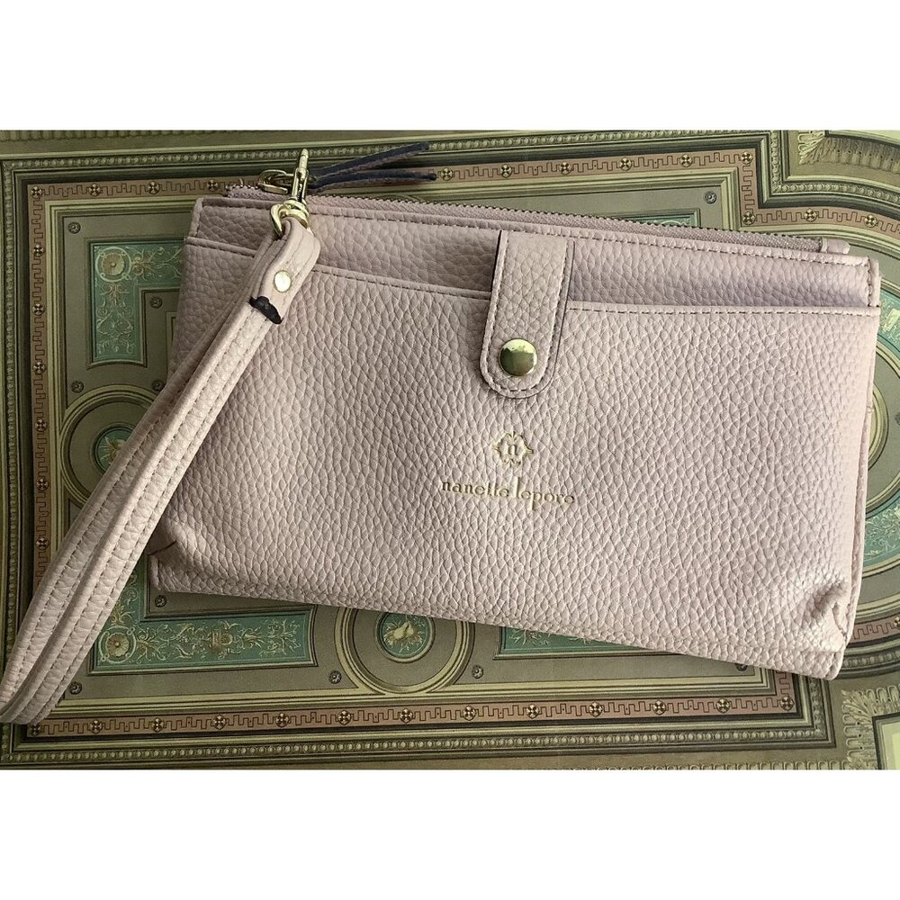 Nanette Lepore Women Pale Pink/Brown Leather Wristlet One Size - Picture 2 of 9
